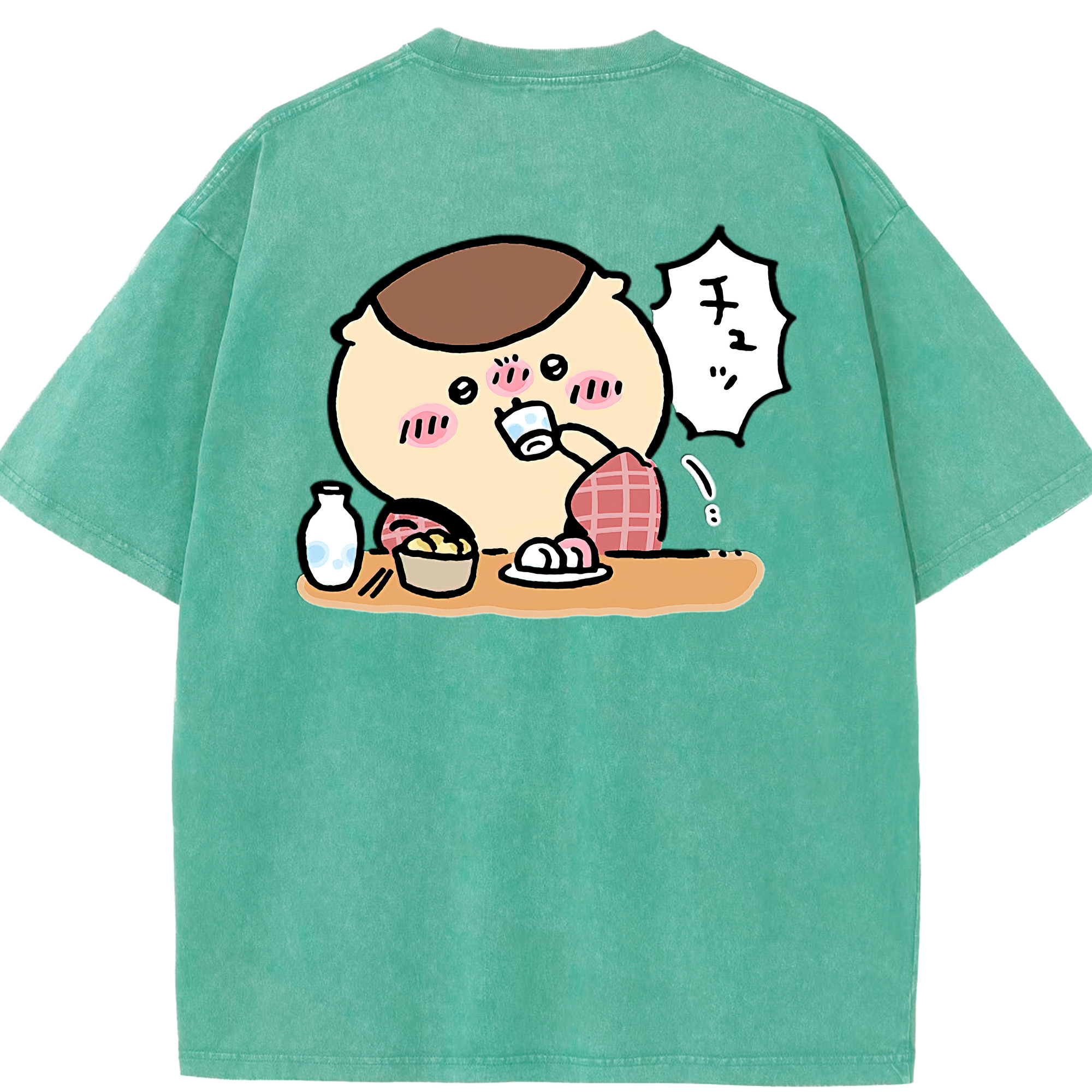 （画像用） ちいかわ くりまんじゅう Chii-kawa kuri manjū 綿100% ヴィンテージ風 半袖Tシャツ（背面プリント）
